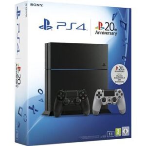 Pack Consola Sony PS4 1 TB Negra + 2º Mando DualShock 4 Edición 20º Aniversario - Reacondicionado en Muy Buen Estado: Experiencia Multijugador Completa
